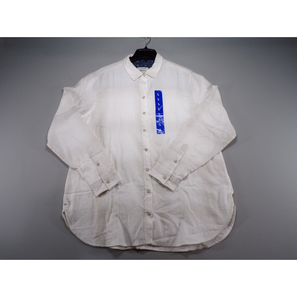 Jachs Girlfriend White Textured Button Down Shirt Women’s Large Soft